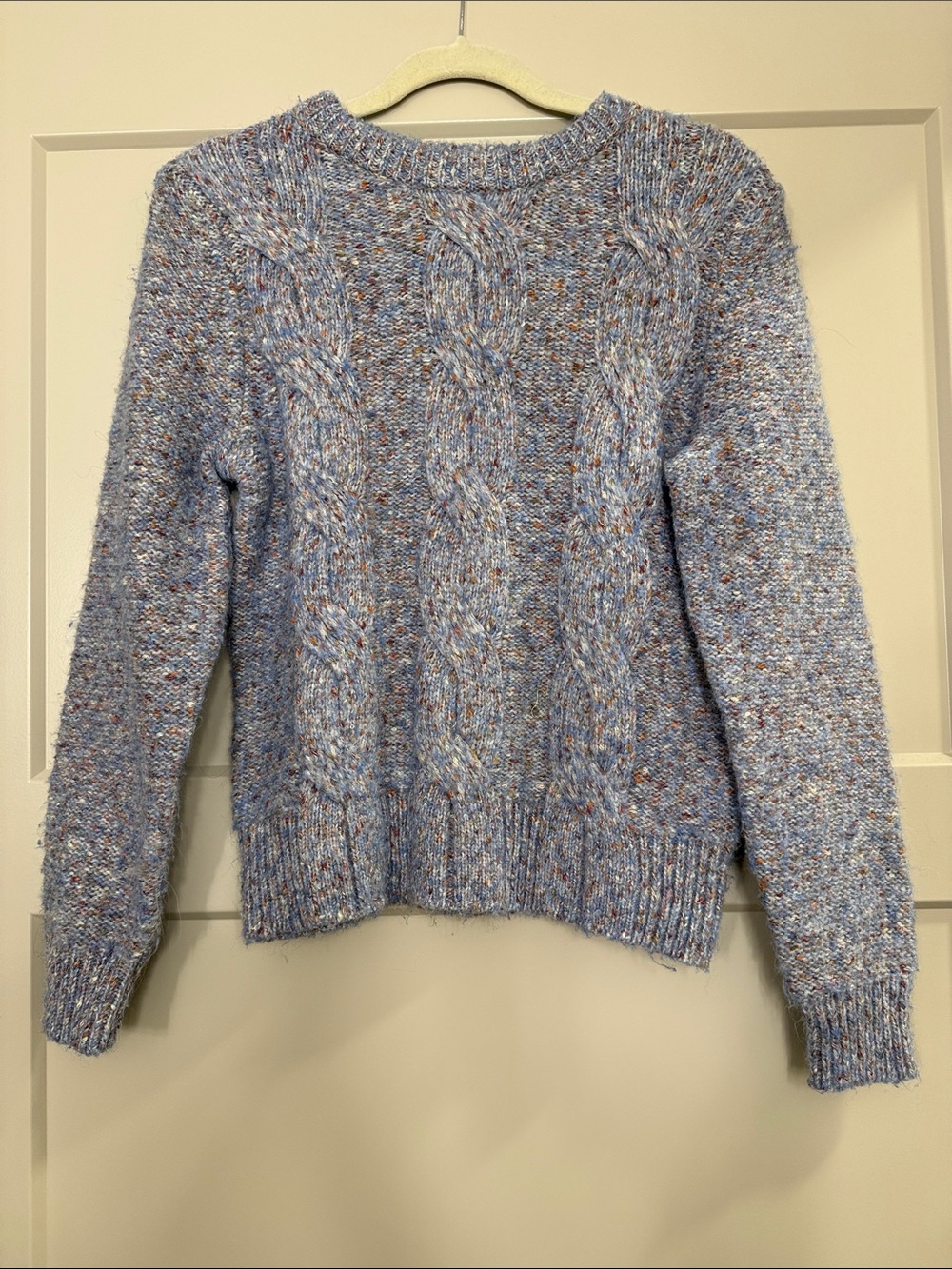 a new day Light Blue Speckled Cable Knit Crew Sweater